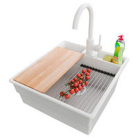 GRANITSPÜLE New York, 2-er set Weiß 48/53 cm 1 Becken + Küchenarmatur 32/20 cm + Ablauf-Set + Küchenzubehörset ab 50er Unterschrank - Chromfarben/Beige, Kunststoff (48/20/53cm) - Primagran