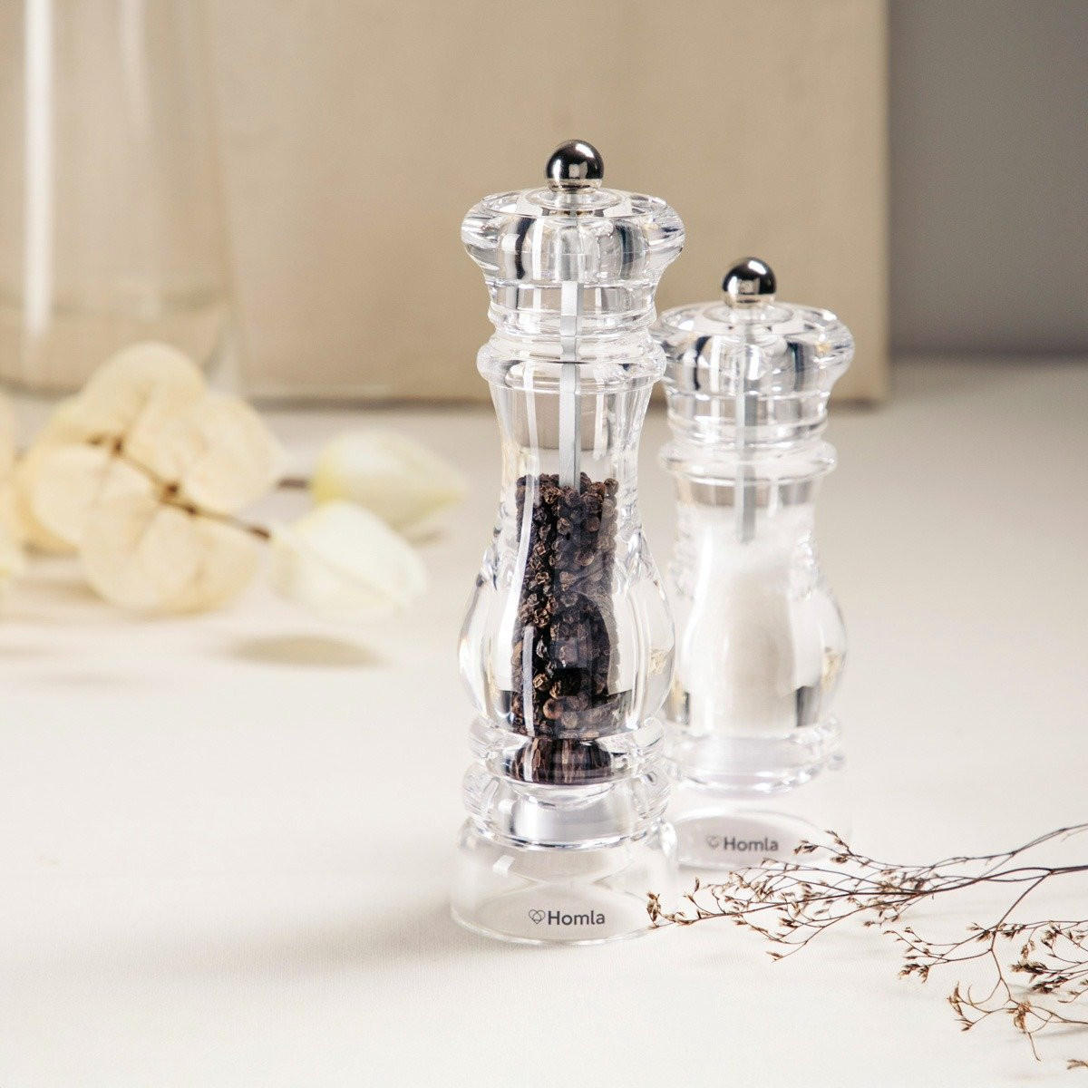 GEWÜRZMÜHLE Hallais 20 cm und 16 cm 2er-Set - Transparent, Kunststoff (8/20/8cm) - Homla