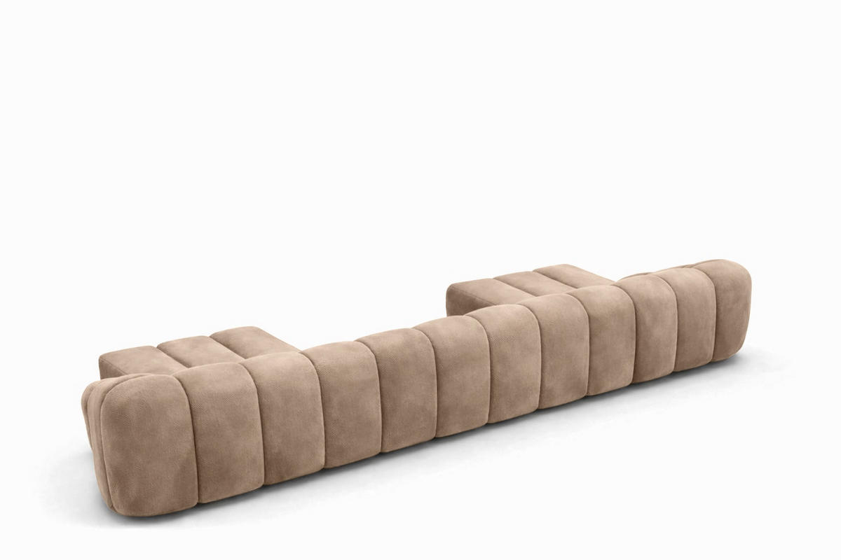 ECKSOFA Modulare U-Form, Veloursstoff Bluvel, Latte, CROISSANT U XL - Hellbraun, Holz (448/72/190cm) - Kaiser Möbel