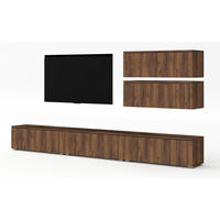 WOHNWAND Loriano V Nussbaum Warmia 300/104,5/32 cm – Hängend und Stehend - Nussbaumfarben, Holzwerkstoff/Kunststoff (300/104.5/32cm) - AX Living