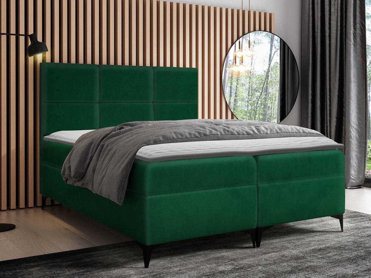 BOXBETT Fava - Grün, Holz/Textil (180/200cm) - MIRJAN24