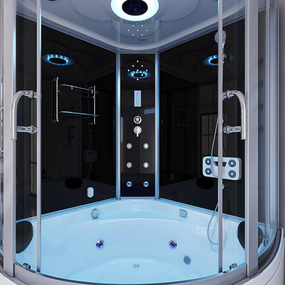 DAMPFDUSCHE EXCLUSIO - Schwarz - Schwarz, Glas (135cm) - Home Deluxe
