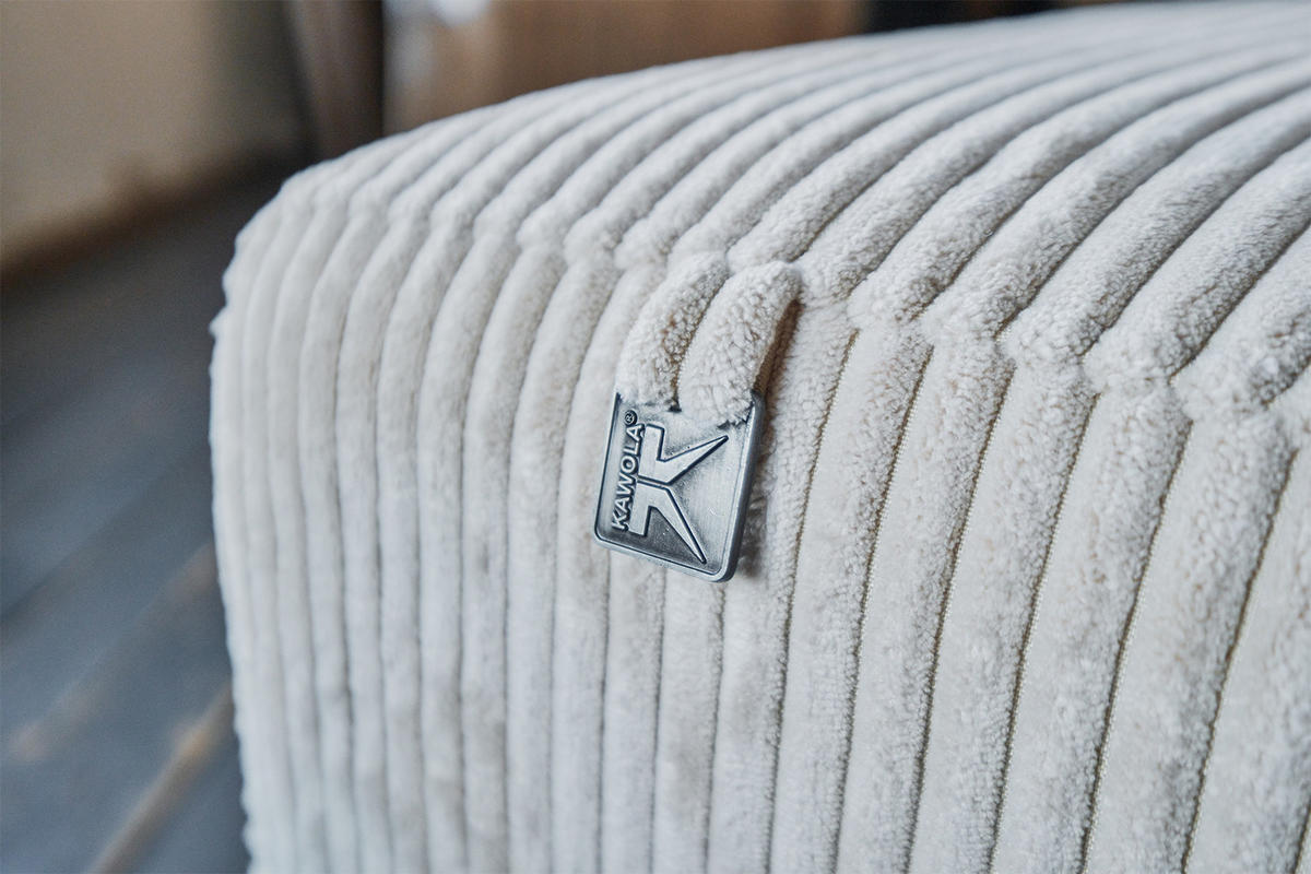 SOFA BODHI Cremeweiß Cord - Creme/Schwarz, Kunststoff/Textil (242/80/110cm) - KAWOLA