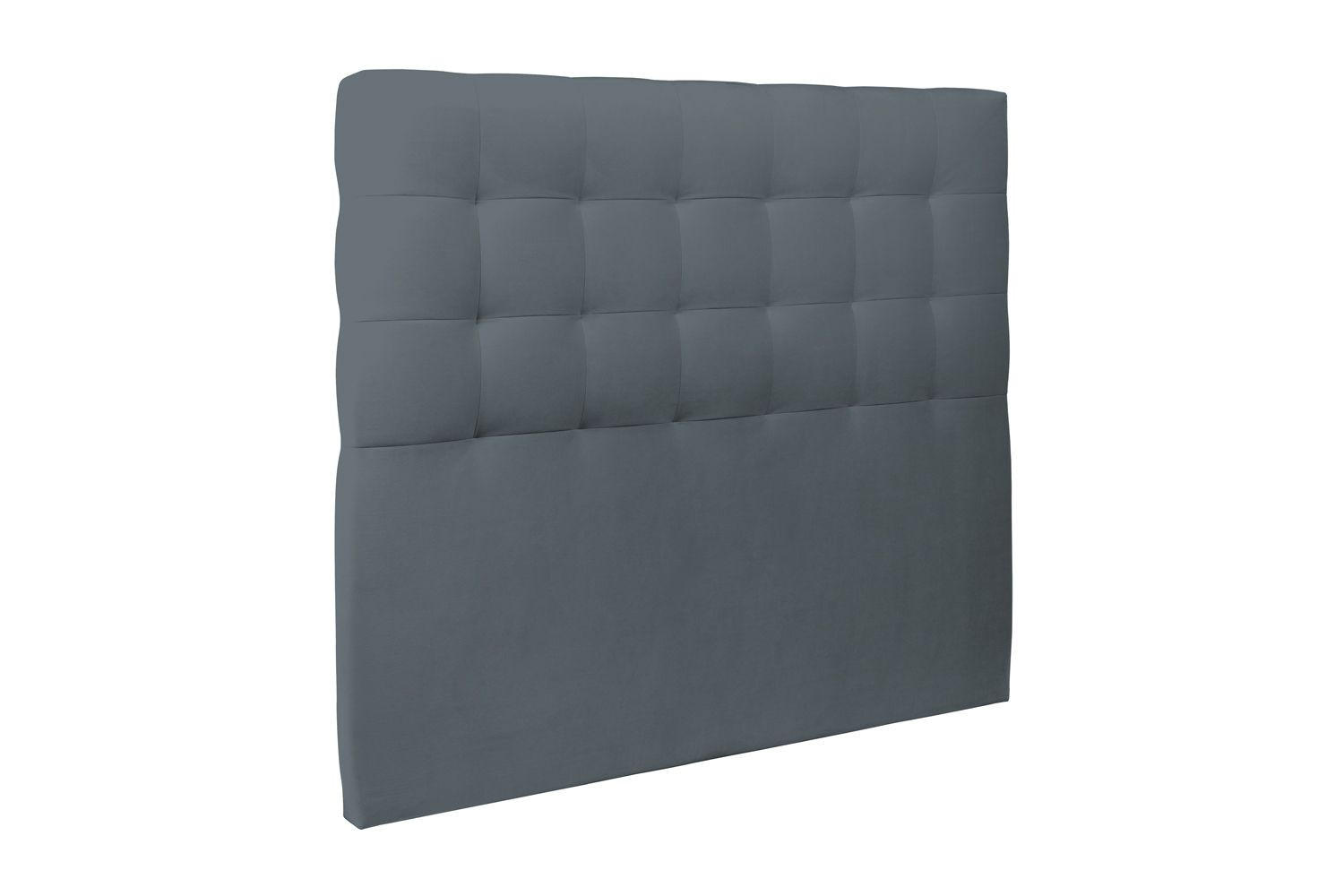 KOPFTEIL gepolstert - Gesteppt – anthrazitgrauer Samtstoff - 200 cm - Beige/Anthrazit, Holz (200/120/10cm) - Sommeil de Plomb
