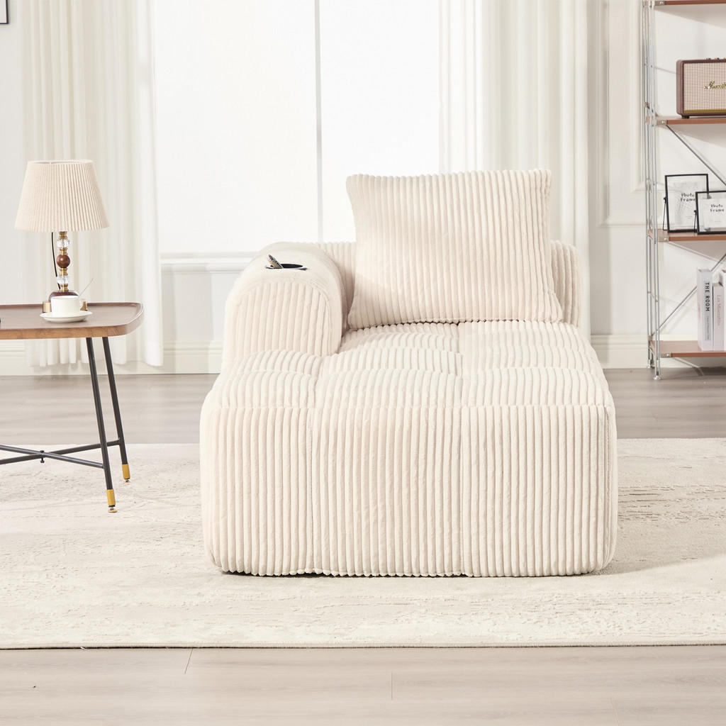 Thumbnail - Redom Loungesessel, Beige, Textil, 93x61x158 cm, Wohnzimmer, Sofas & Couches, Sofas