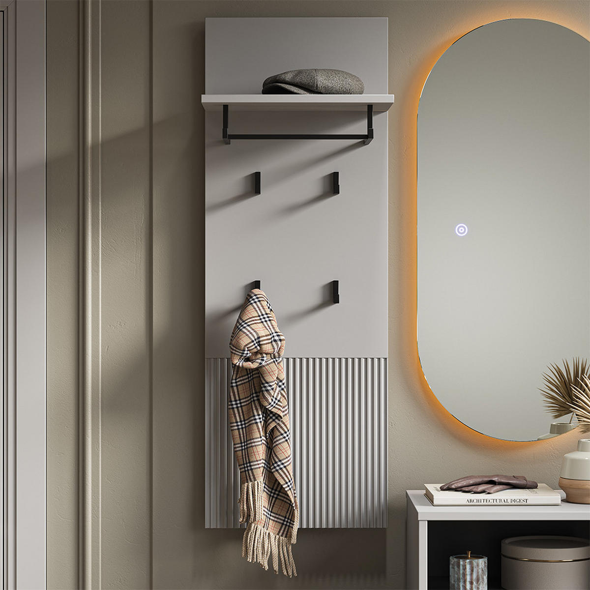 NÁSTĚNNÝ VĚŠÁK Eliza Šedá - šedá, kompozitní dřevo (43/120/27cm) - Vicco