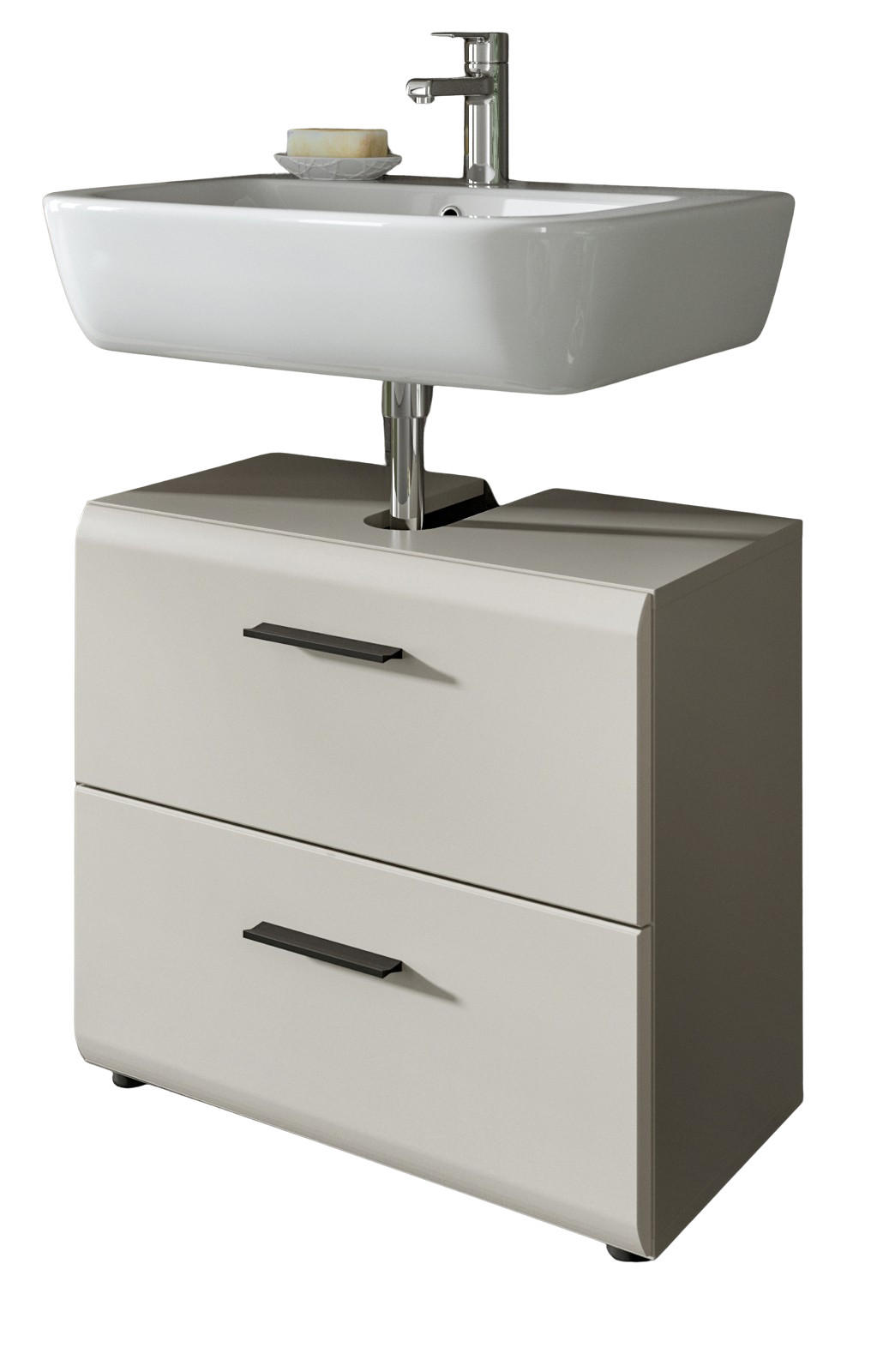 WASCHBECKENUNTERSCHRANK Kaschmir 60 cm, Badezimmer Unterschrank mit Schubladen - Kaschmir/Schwarz, Holzwerkstoff/Kunststoff (60/55/30cm) - Inn.Furn