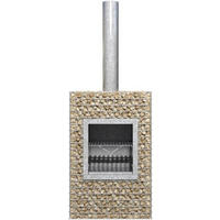 GARTENKAMIN & GRILL – Barbecook Ferro 480 – Gabionenkamin, Außengrill, Feuerstelle, Stahlkorb 200 kg, Outdoor Grill, Massiv, Feuerverzinkt - Hellgelb, Metall (48/100/48cm)