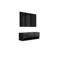 TV-LOWBOARD 100 cm Mattschwarz / Hochglanzschwarz, 100 × 32 × 34 cm - Schwarz, Holzwerkstoff (100/33.6/32cm) - 3XE LIVING
