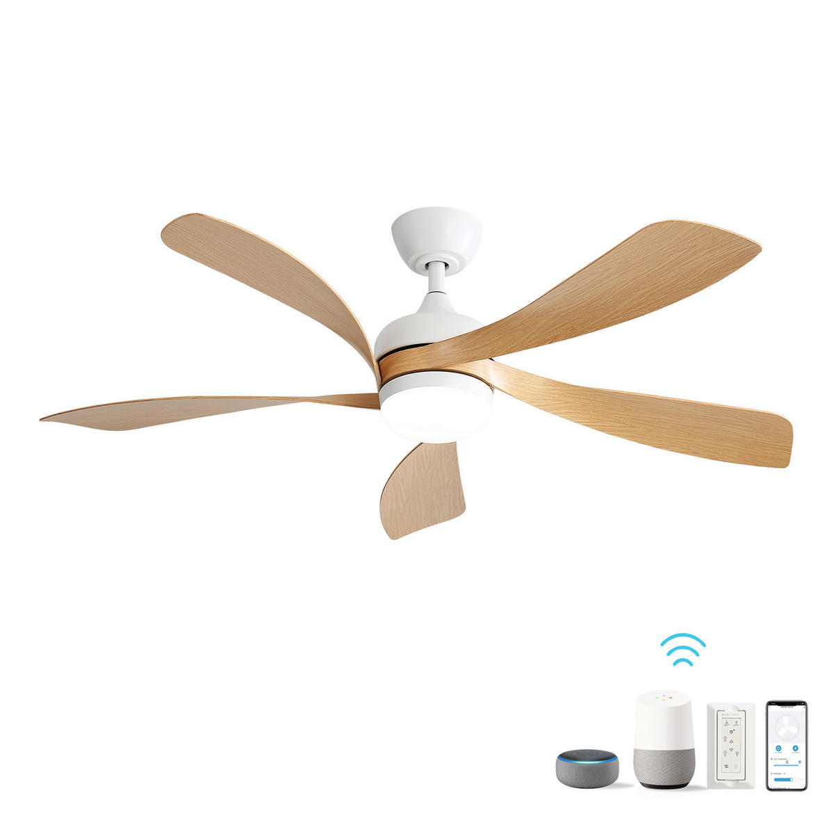 DECKENVENTILATOR DE-16185 132 cm mit 3-farbiger LED Weiß - Weiß, Kunststoff (131/131/26.8cm) - ComfortXL