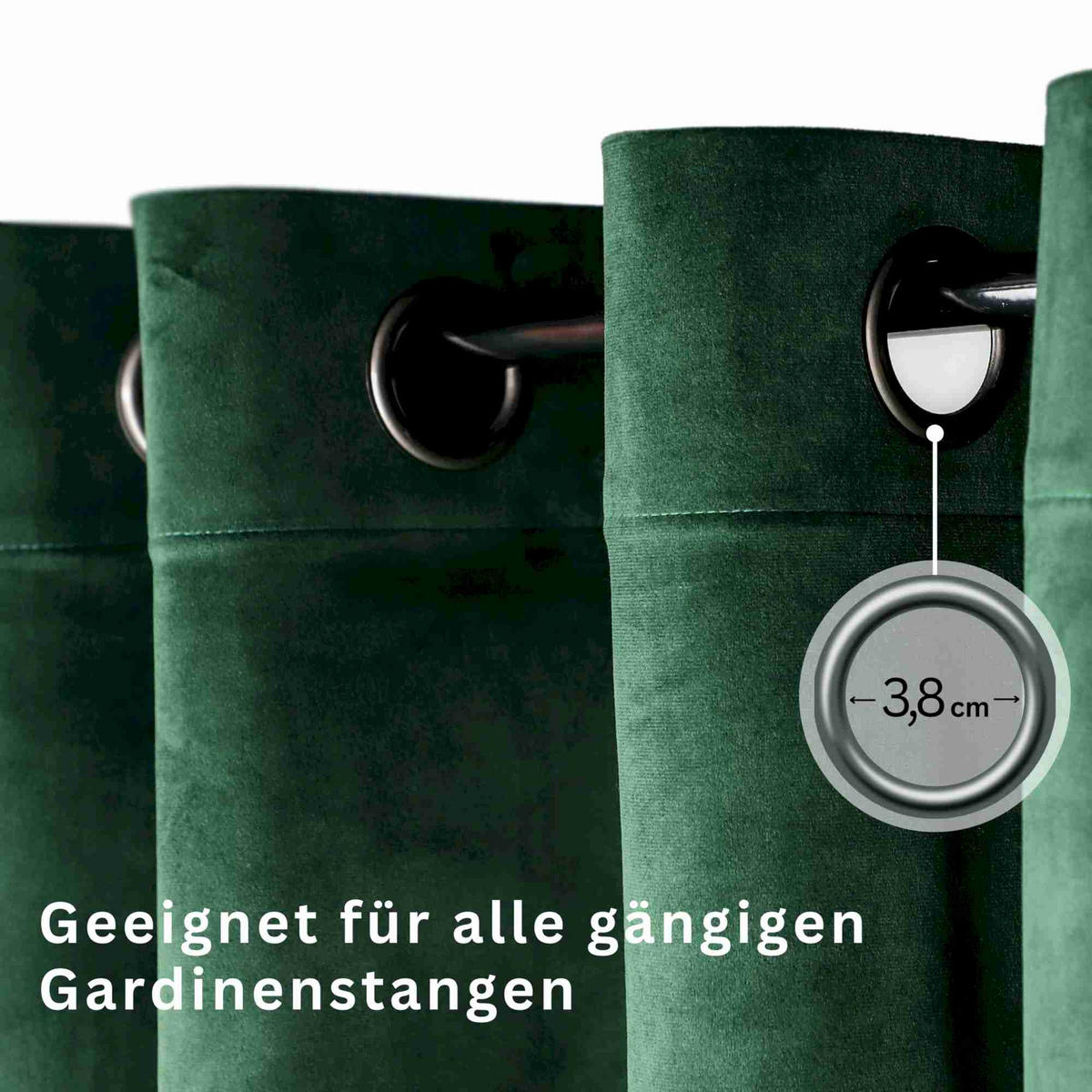 ÖSENVORHANG VELVET SIGNATURE - Grün, Textil (140/1/250cm) - Tom Tailor