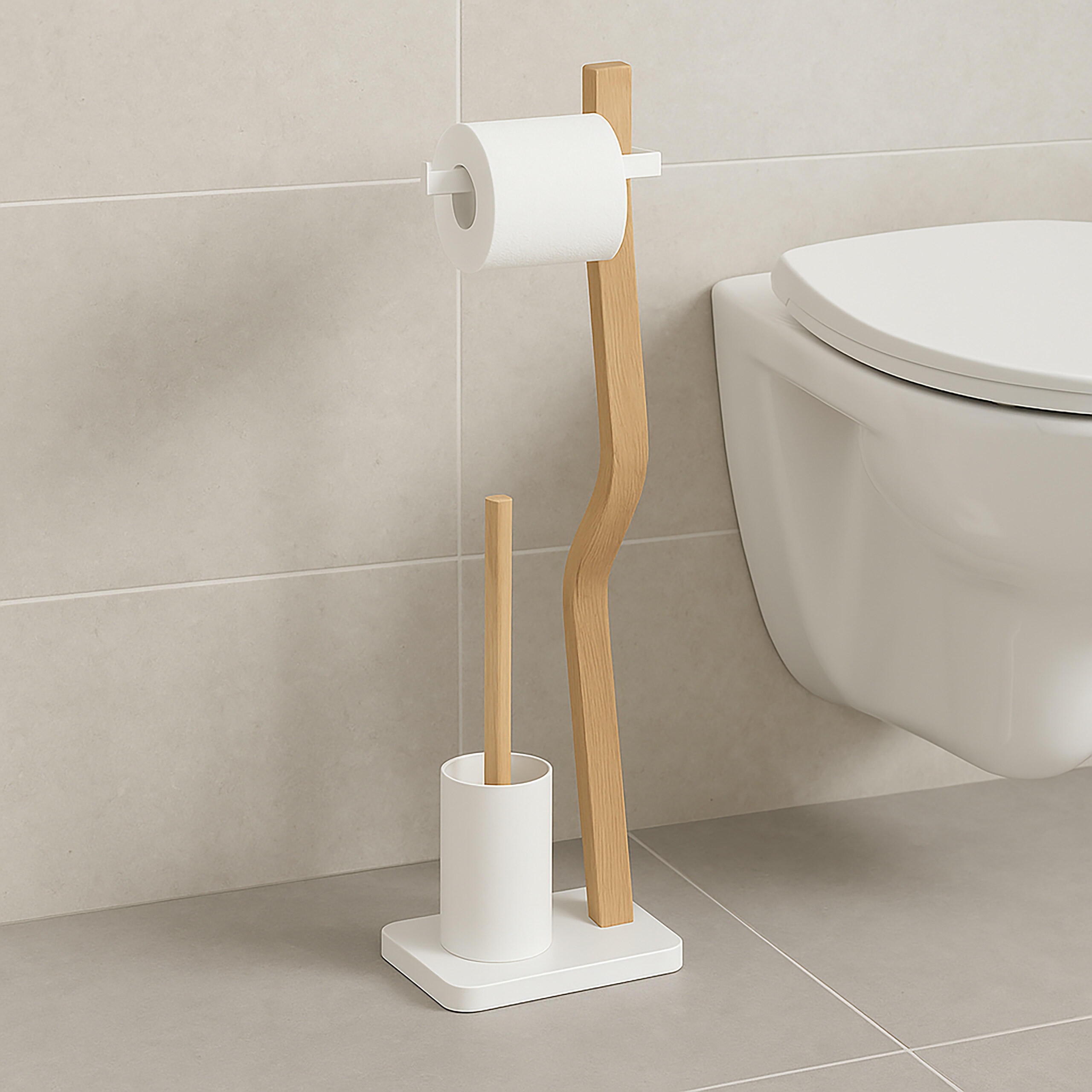 WC Garnitur - Multicolor, Holz/Kunststoff (23/78.5/18cm) - Relaxdays