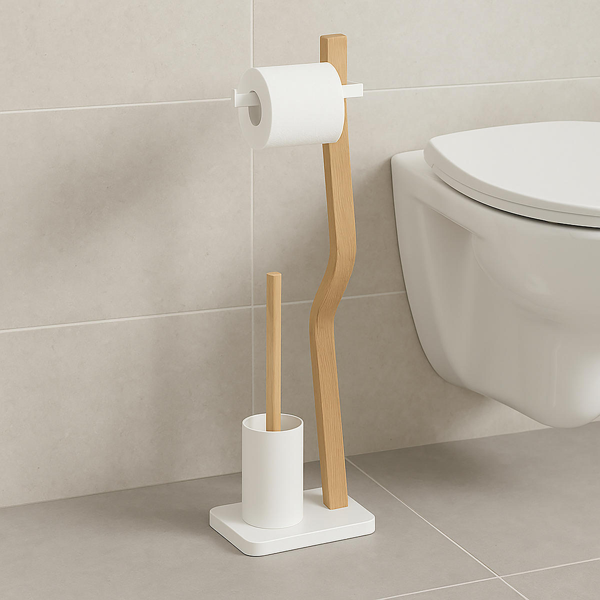 WC Garnitur - Multicolor, Holz/Kunststoff (23/78.5/18cm) - Relaxdays