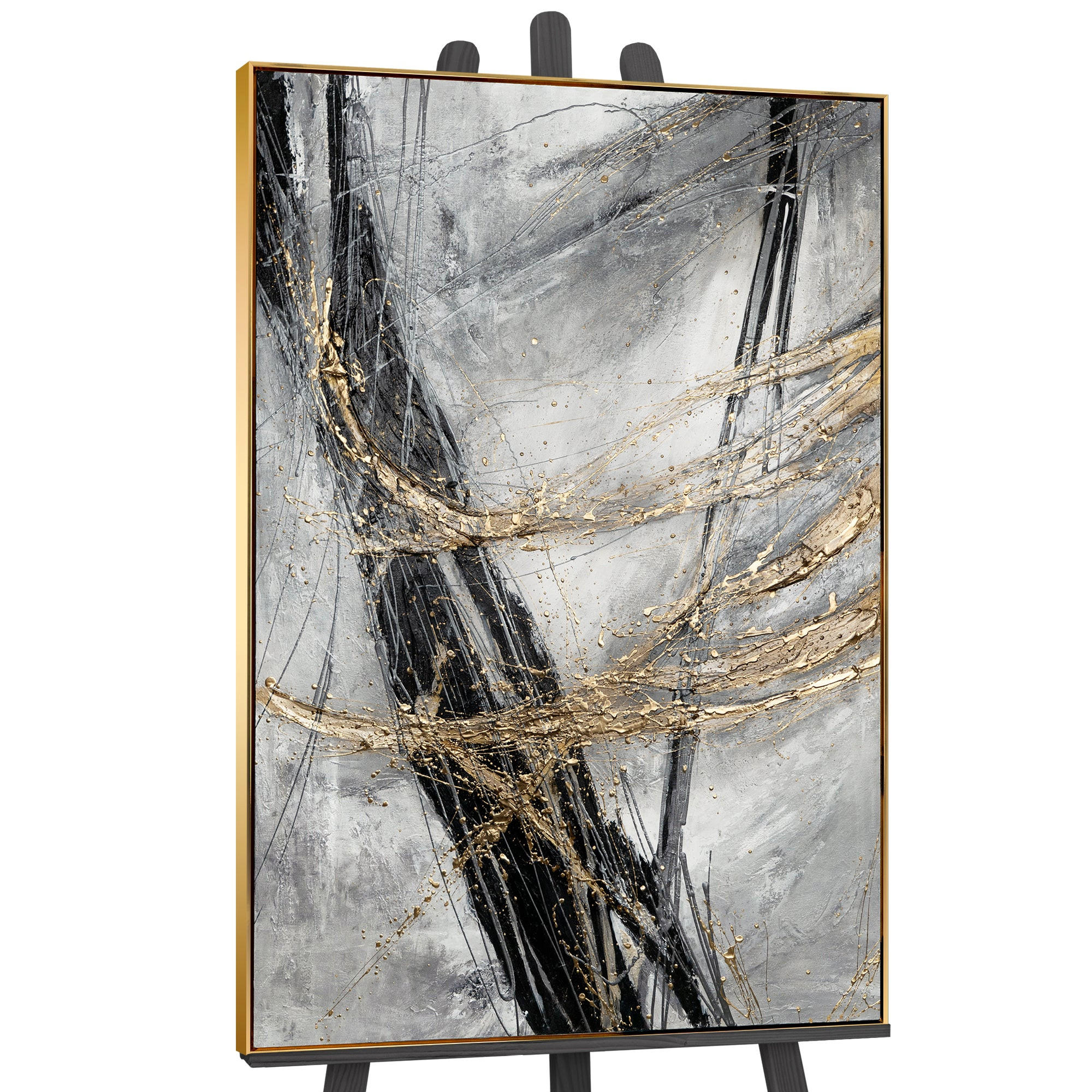GEMÄLDE Goldener Strich Schattenfugenrahmen Gold 120x80 cm - Goldfarben, Holz (120/80cm) - YS-art gallery