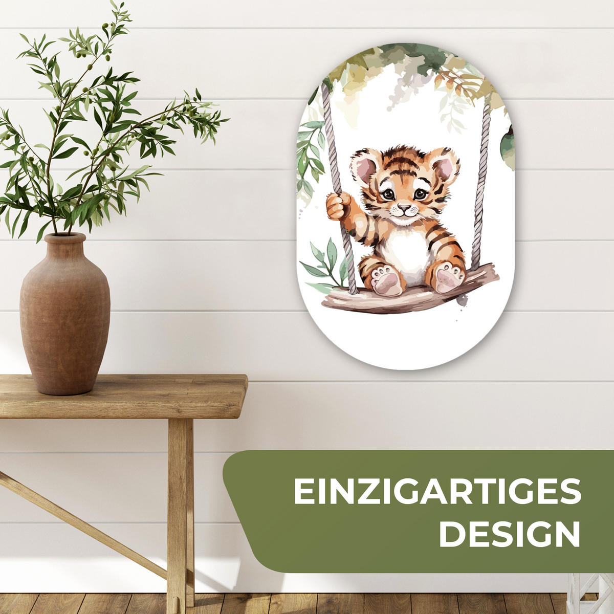 WANDBILD Tiger - Tier - Kinder - Dschungel 40x60 cm - Dunkelorange, Kunststoff (40/60cm) - MuchoWow