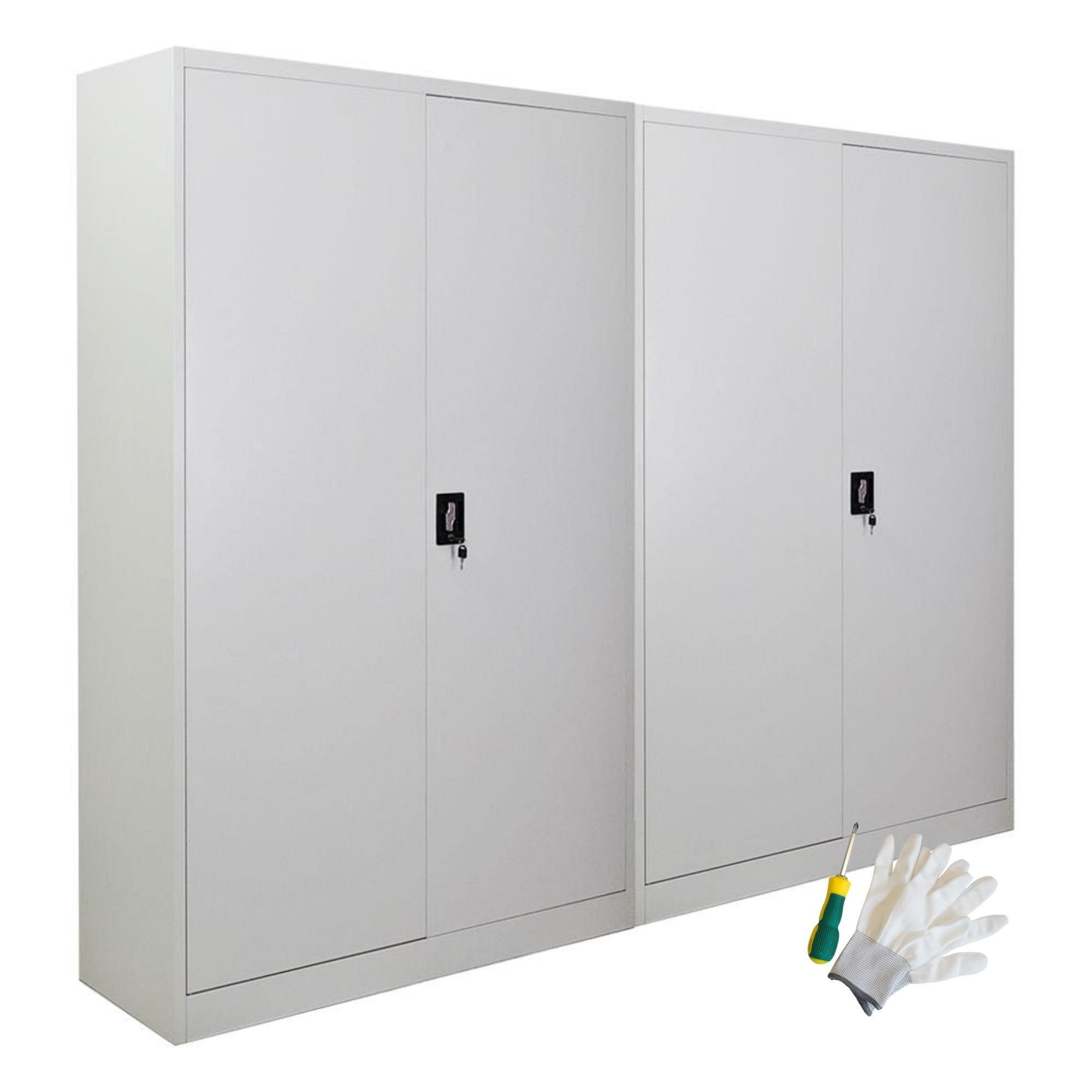 FLÜGELTÜRENSCHRANK Elephant 2er-Set 180x120x40cm 4 Ebenen Lichtgrau - Hellgrau, Metall (240/180/40cm) - PROREGAL