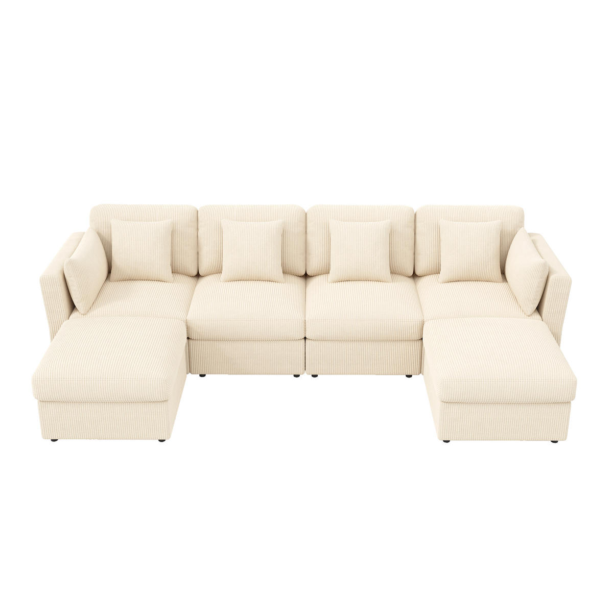 WOHNLANDSCHAFT 290/159.5/89 cm Beige mit 2 abnehmbare Fußhocker - Beige, Textil (290/89/159.5cm) - Oxeza