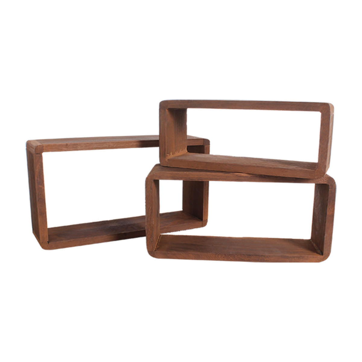 WANDREGALE SET, 3er Set Dunkelbraun 9/41/24 cm - Dunkelbraun, Holz (9/24/41cm) - Mobili Rebecca