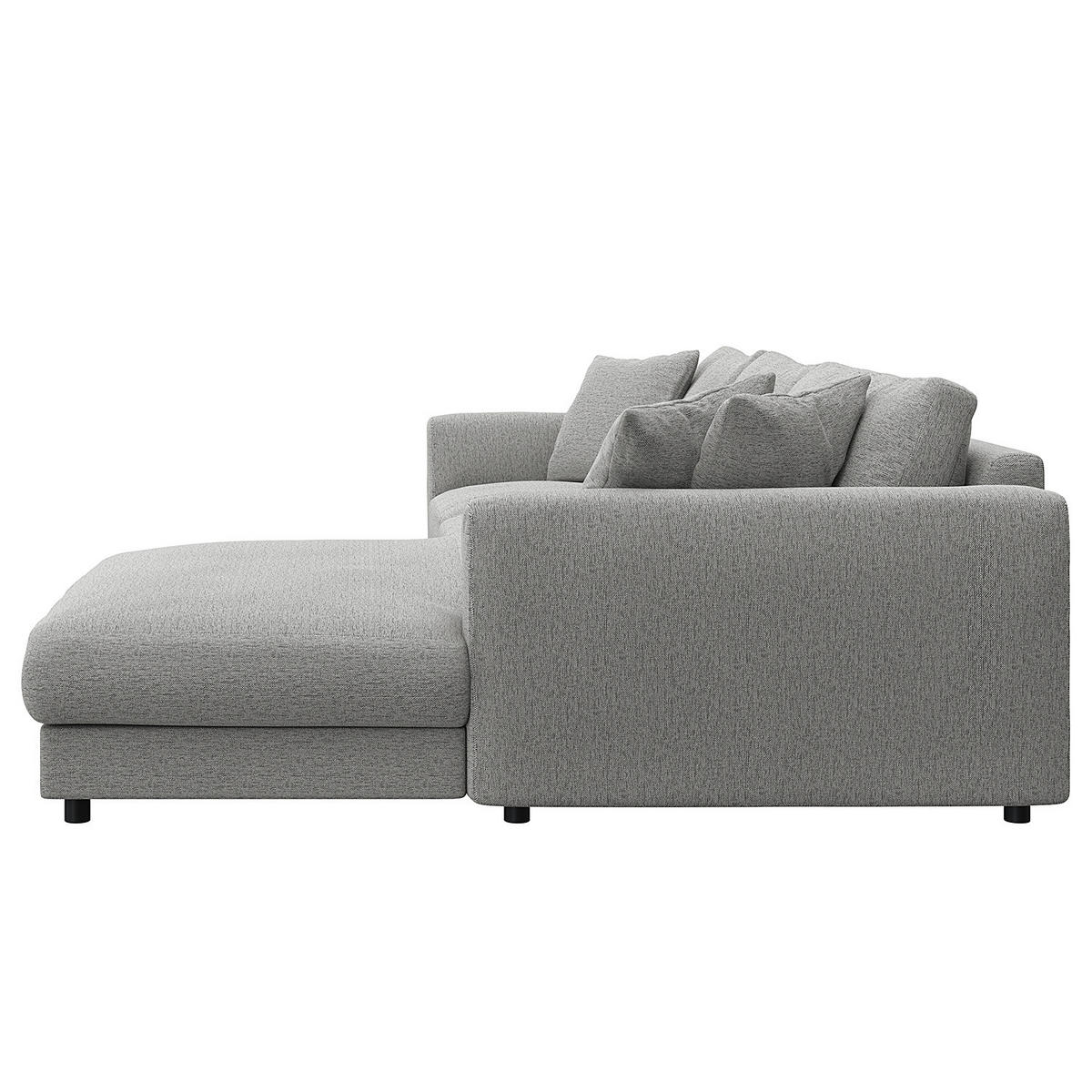 ECKSOFA mit Longchair - Hellgrau/Schwarz, Holz/Kunststoff (286/183cm) - home24