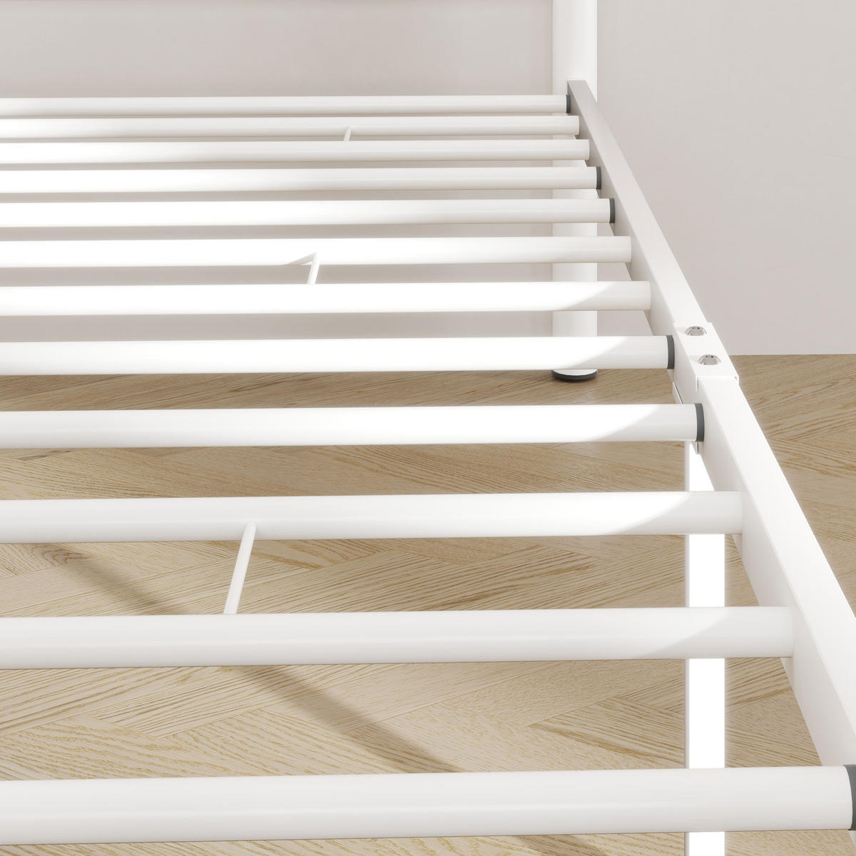 BETTGESTELL 90x200 cm DE-08182 hohes Kopfteil, Stauraum unter dem Bett Weiß - Weiß, Metall (90/200cm) - ComfortXL