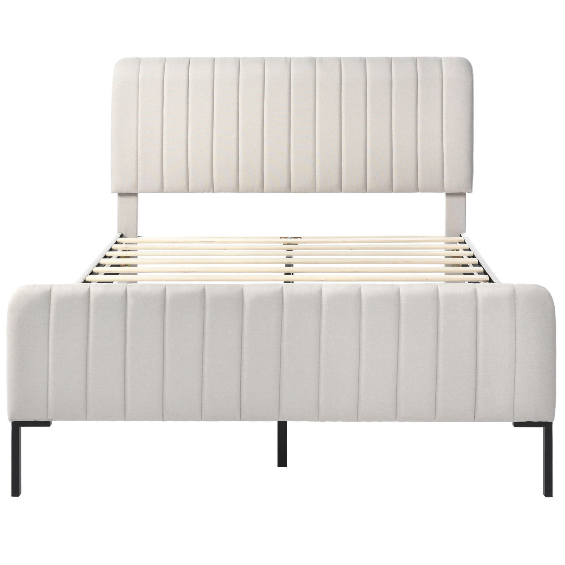 POLSTERBETT 160/200 cm mit verstellbarem Kopfteil und Lattenrost in Grau-Beige - Grau, Textil (160/200cm) - BEAOK