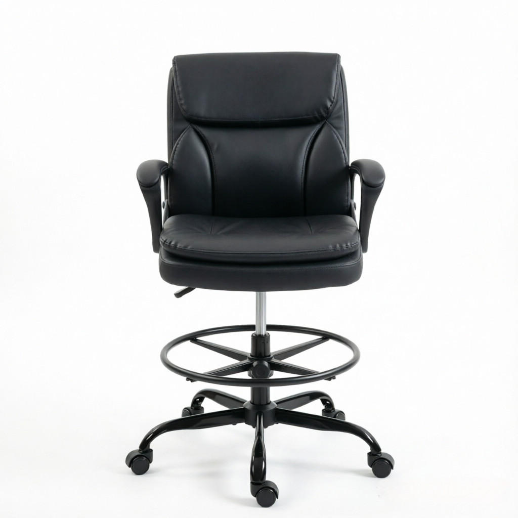 DREHSTUHL mit Fußring, höhenverstellbar, Sitzhöhe 54-69 cm - Schwarz, Textil (61/93/61cm) - Gisaae