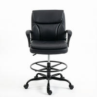 DREHSTUHL mit Fußring, höhenverstellbar, Sitzhöhe 54-69 cm - Schwarz, Textil (61/93/61cm) - Gisaae