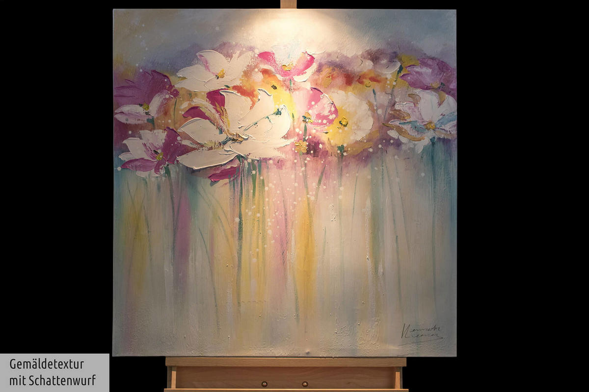 ÖLGEMÄLDE 80/80 cm - Pink/Weiß, Holz/Textil (1.6/80cm) - KUNSTLOFT