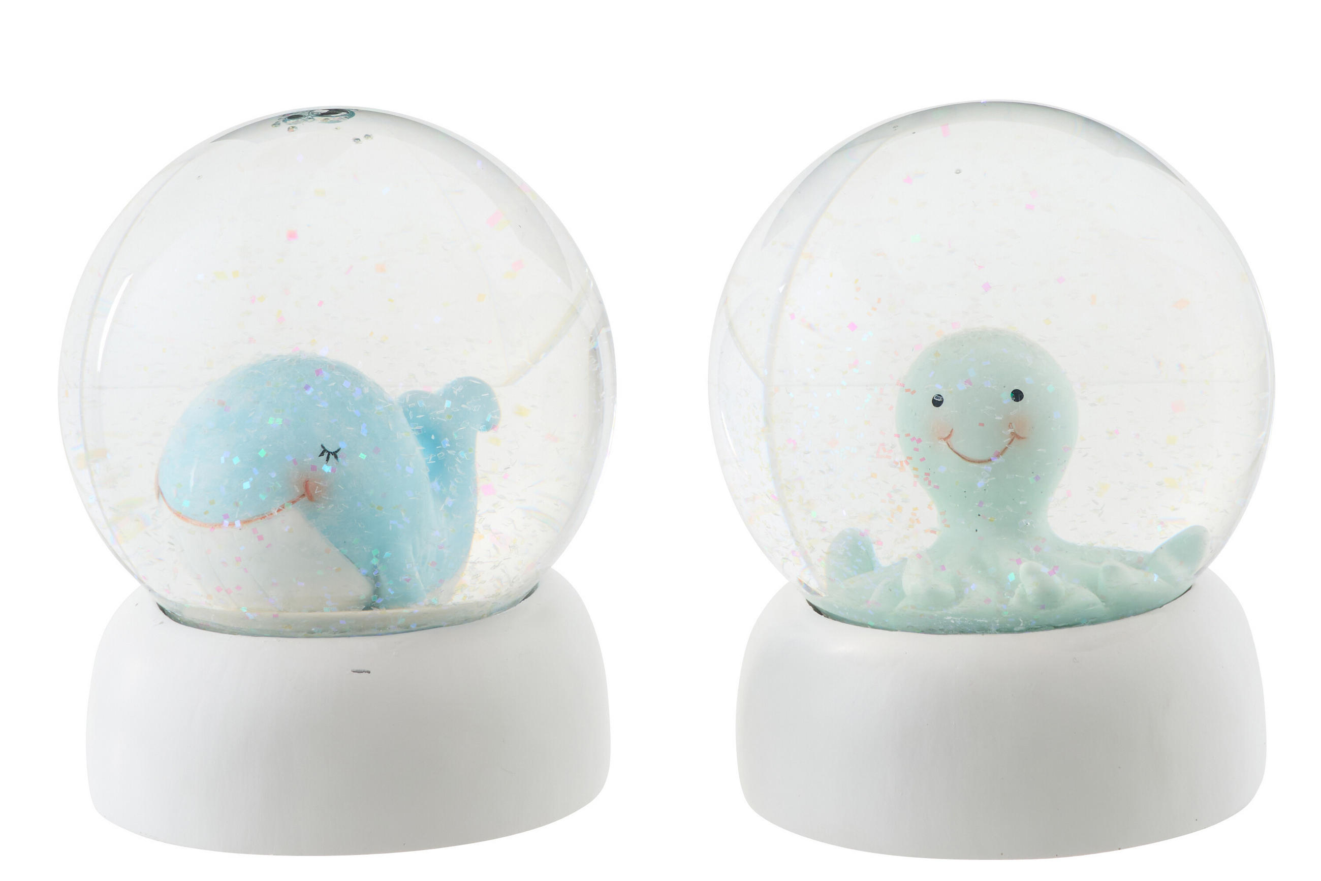 DOSE WAL + OKTOPUS (2ER SET) - Blau, Glas/Naturmaterialien (9.5/9.5/11.5cm) - J-Line