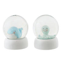DOSE WAL + OKTOPUS (2ER SET) - Blau, Glas/Naturmaterialien (9.5/9.5/11.5cm) - J-Line