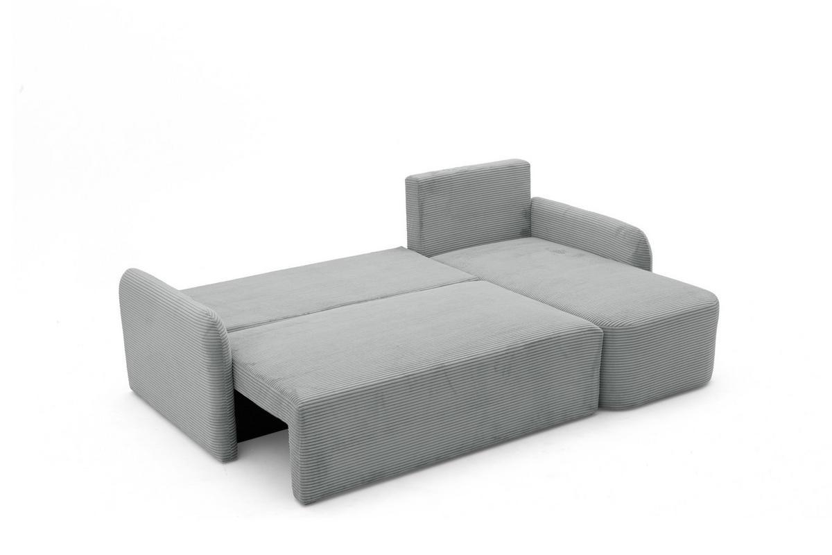 ECKSOFA CASPER L Rechts mit Schlaffunktion 132x198 Cord Grau - Schwarz/Grau, Holz/Kunststoff (145/217cm) - Muffo