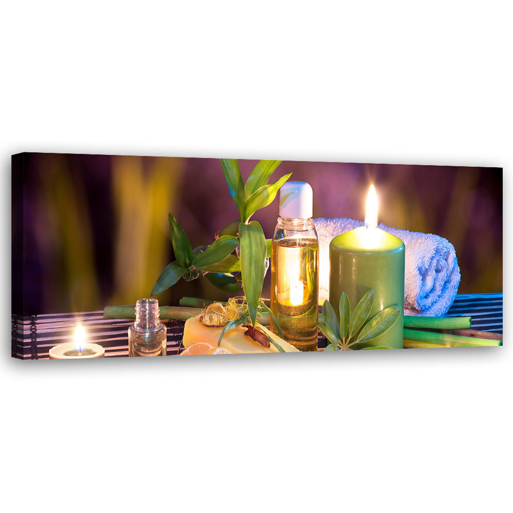 WANDBILD zen spa kerze - Lila, Textil (90/30cm) - Feeby