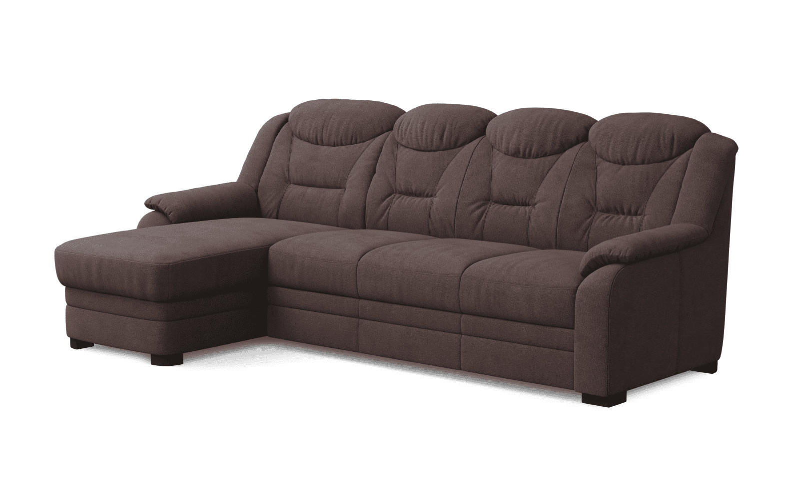 ECKSOFA mit Schlaffunktion – weiches Chenille-Gewebe - Rotbraun/Dunkelbraun, Holz/Kunststoff (257/162cm) - Cotta
