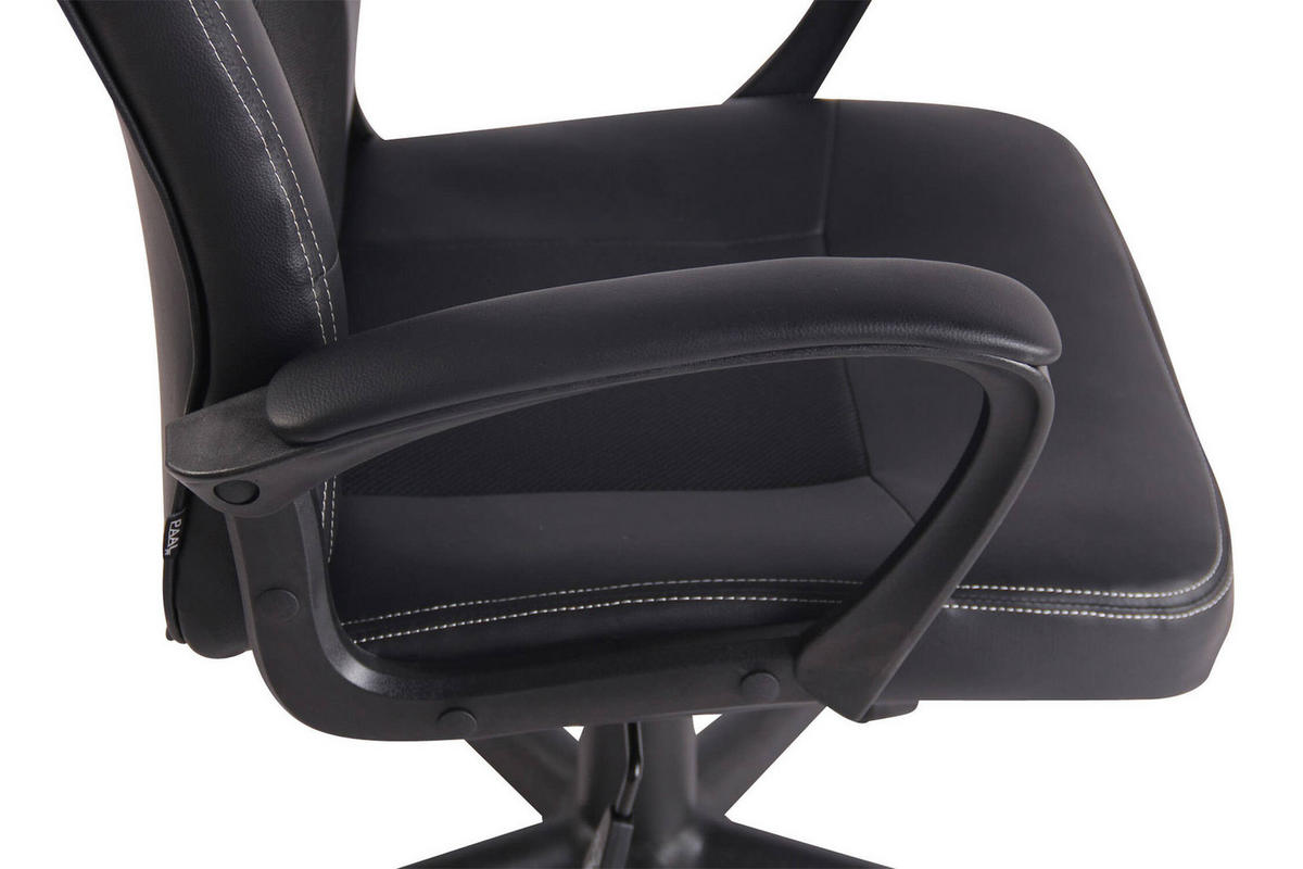 BÜROSTUHL Elon mit Netz- und, Kunstlederbezug, Schwarz/Schwarz - Schwarz, Kunststoff/Textil (61/115/59cm) - TPFLiving