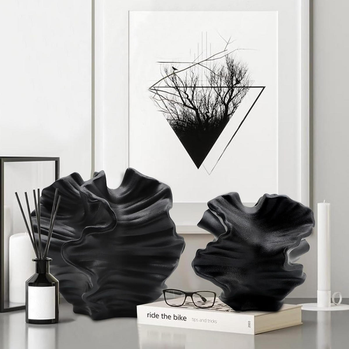 VASE 17 x 4,2 x 17 cm Keramik - Schwarz, Metall (17cm) - LIBRATON