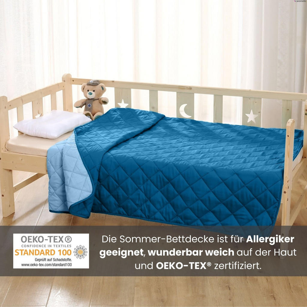 Thumbnail - wometo Sommerbett, Blau, Dunkelblau, Textil, 200x200 cm, Oeko-Tex®, Schlaftextilien, Bettdecken