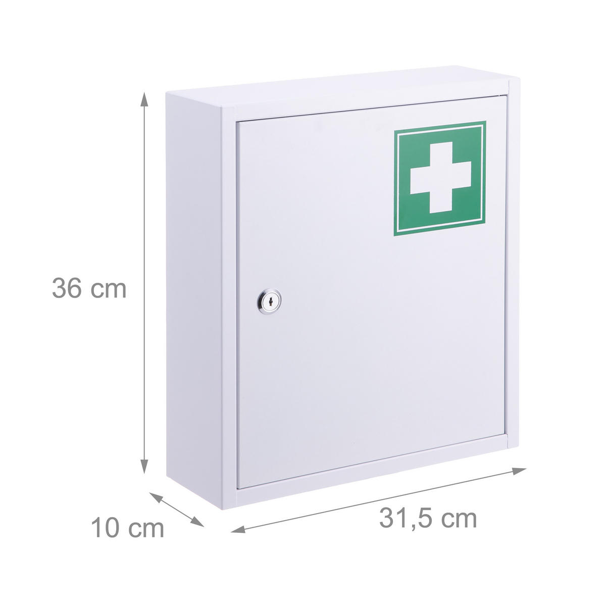 MEDIZINSCHRANK - Weiß, Metall (31.5/36/10cm) - Relaxdays