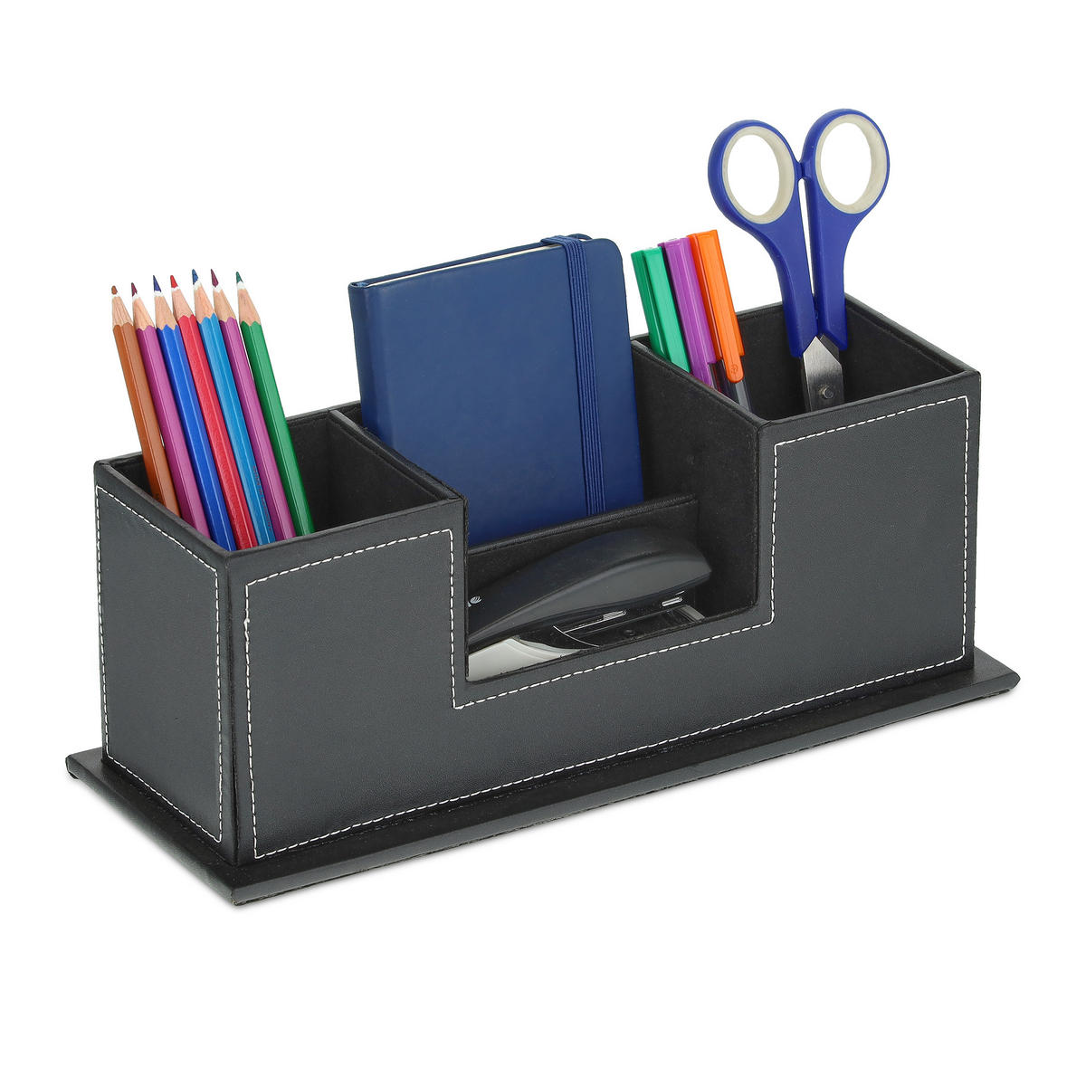SCHREIBTISCH-ORGANIZER - Schwarz, Holzwerkstoff/Kunststoff (11/29.5/11cm) - Relaxdays