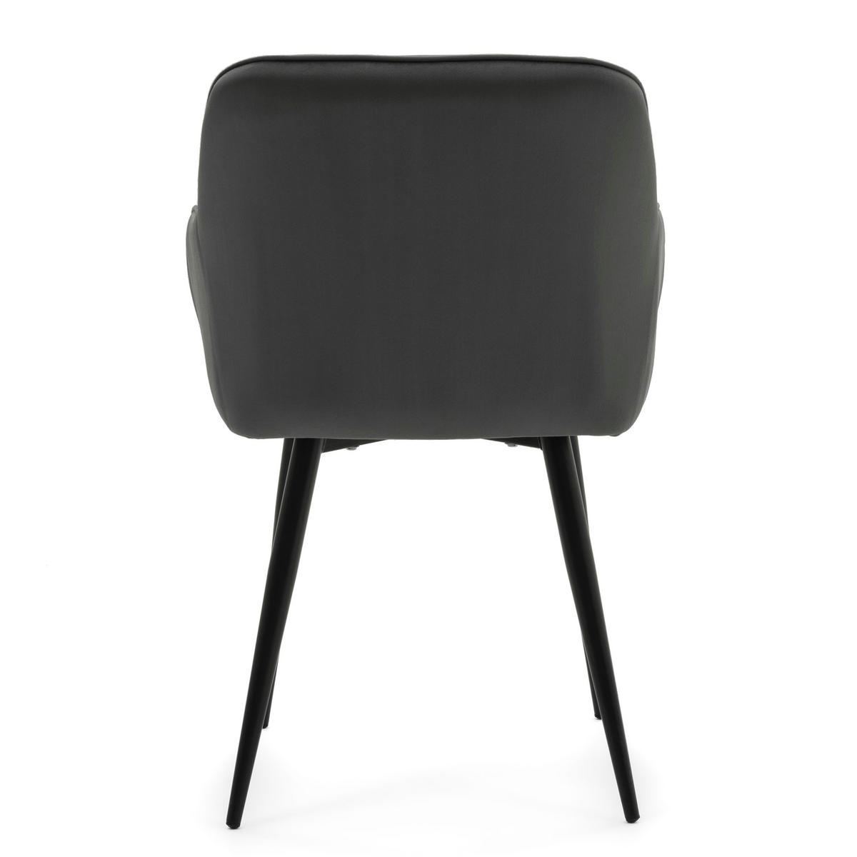 STUHL LAGO gespolsterter mit Steppung - grau - Samt Velours - Schwarz/Grau, Textil/Metall (58/85/60cm) - NEW HOME