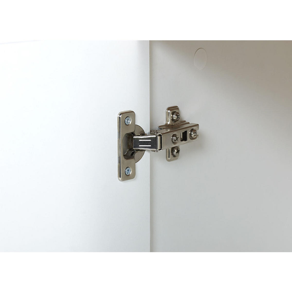 SCHRANKWAND FRISK 8 Einlegeböden und 4 Türen, weiß - Eichefarben/Weiß, Eichenholz/Holzwerkstoff (150/160/46cm) - KONSIMO®