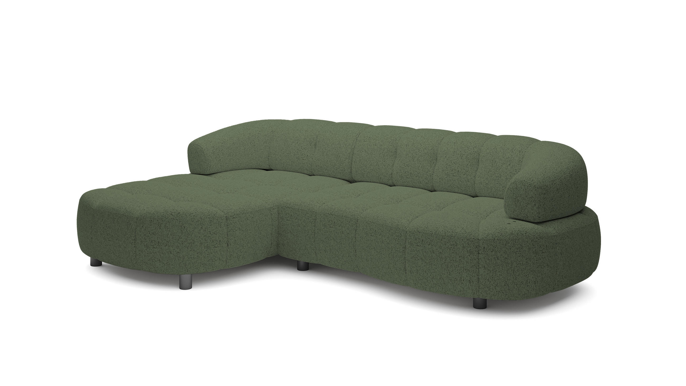 ECKSOFA WESPER S - Eckcouch Mit Elektrischer Sitzverstellung, L-förmig, Freistehend, Relaxfunktion, 183x284x79cm Linke, Grün - Grün, Holz/Textil (113/284cm) - DomoHome