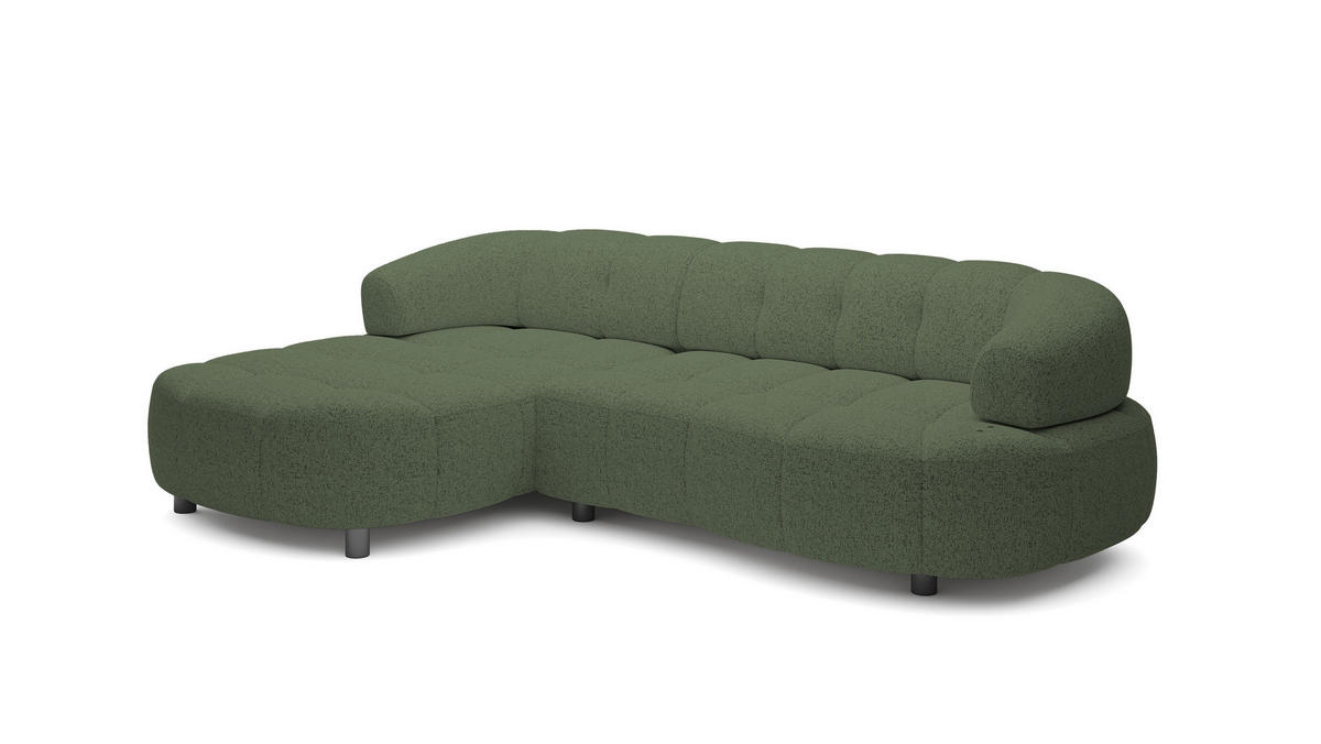 ECKSOFA WESPER S - Eckcouch Mit Elektrischer Sitzverstellung, L-förmig, Freistehend, Relaxfunktion, 183x284x79cm Linke, Grün - Grün, Holz/Textil (113/284cm) - DomoHome