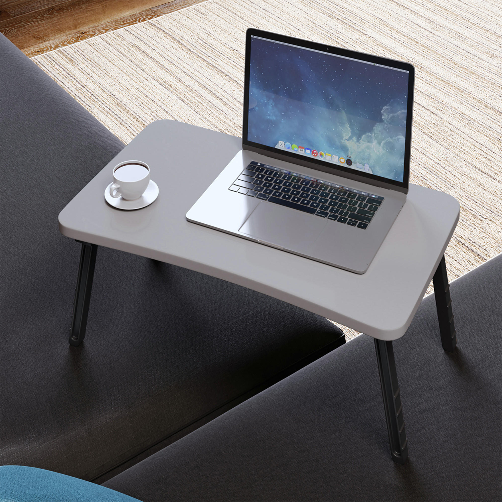 LAPTOPTISCH Holbæk - Grau, Holzwerkstoff/Kunststoff (35/59/24cm) - [en.casa]