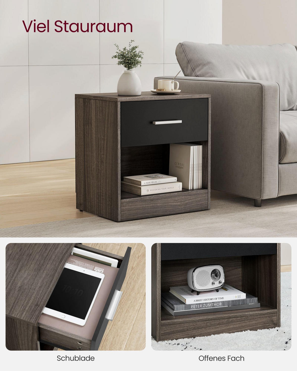 BEISTELLTISCH LIBREVILLE - Braun, Holzwerkstoff (28/39/41cm) - Hansiro