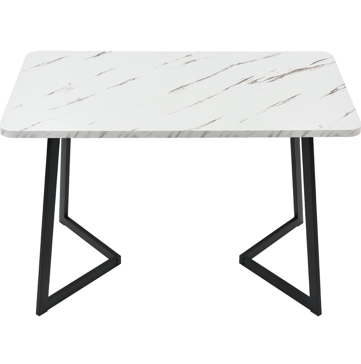 ESSTISCH 117/75/68 cm Weiß/Schwarz aus MDF und Eisen in Marmoroptik - Weiß, Holzwerkstoff (117/68/75cm) - OKMYHOME