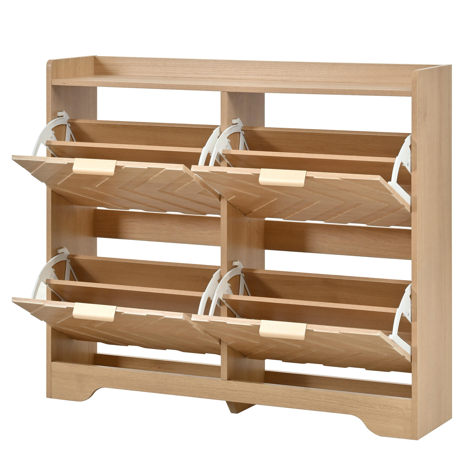 SCHUHSCHRANK aus MDF 105x24x90cm in Natur mit 4 Klappfächern - Naturfarben, Holzwerkstoff (105/90/24cm) - Modfu