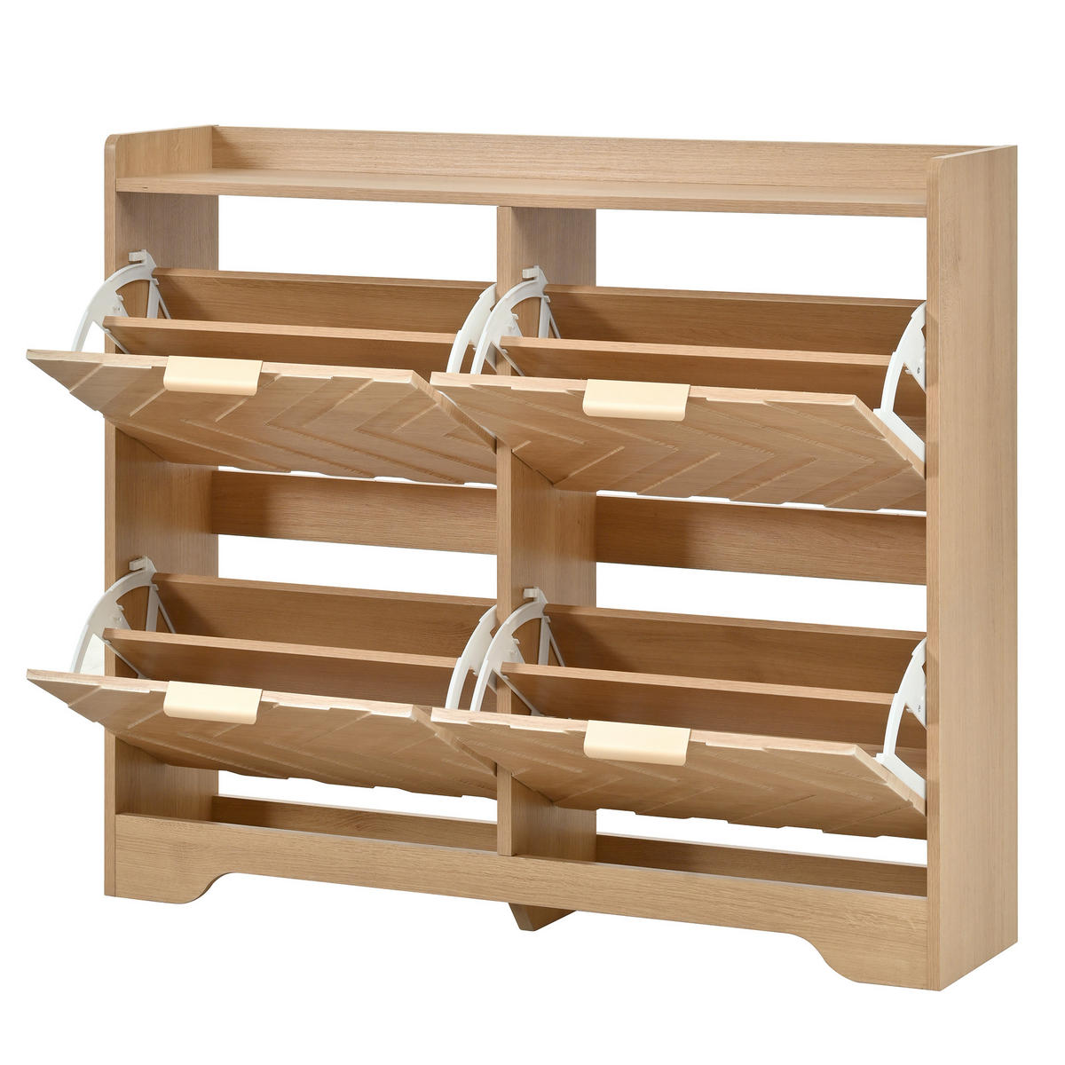 SCHUHSCHRANK aus MDF 105x24x90cm in Natur mit 4 Klappfächern - Naturfarben, Holzwerkstoff (105/90/24cm) - Modfu