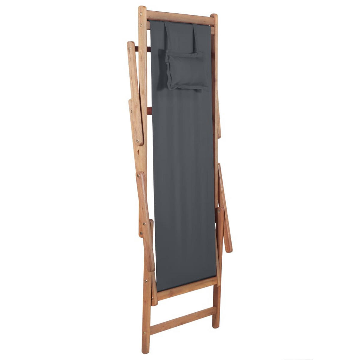 KLAPPBARER Strandstuhl Stoff Und Holzrahmen Grau - Grau, Holz (60/95/127cm) - vidaXL
