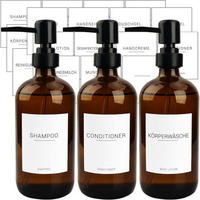 SEIFENSPENDER 3er-Set Braunglas 500ml mit schwarzen Pumpen - Braun, Glas (7.5/22/7.5cm)