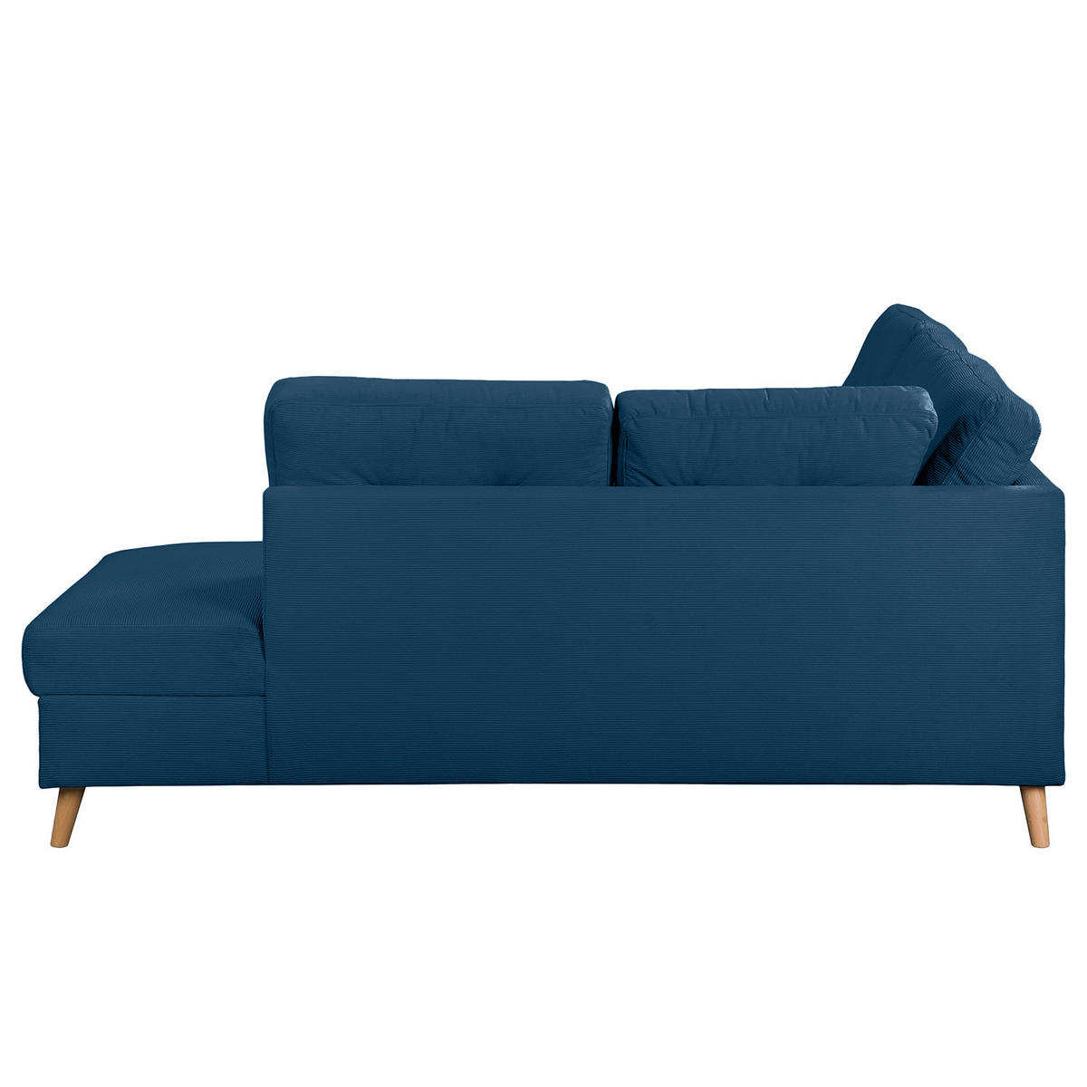 ECKSOFA mit Ottomane - Blau/Braun, Holz/Textil (230/200cm) - home24